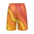 thumbnail image 3 of Men's Pajama Bottoms Athletic Shorts For Men Casual Cotton Orange and Yellow Wavy Shapes, 3 of 7