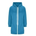 thumbnail image 6 of Cardigan Sweaters For Women Long Zip Up Double Zipper Fleece Jacket Sweatshirts Fall Winter Fashion Clothes Polyester Coats 1Pc Blue L Sweaters For Women, 6 of 8