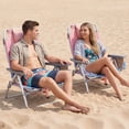 thumbnail image 2 of Costway 2PCS Beach Chairs with 5-Position Backrest & Padded Headrest, Cup Holder & Ice Bag Gradient Pink, 2 of 9