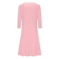thumbnail image 6 of Dresses for Women Long Sleeve Plus Size Button V-Neck Solid Color Casual Dress Pink 2XL, 6 of 6