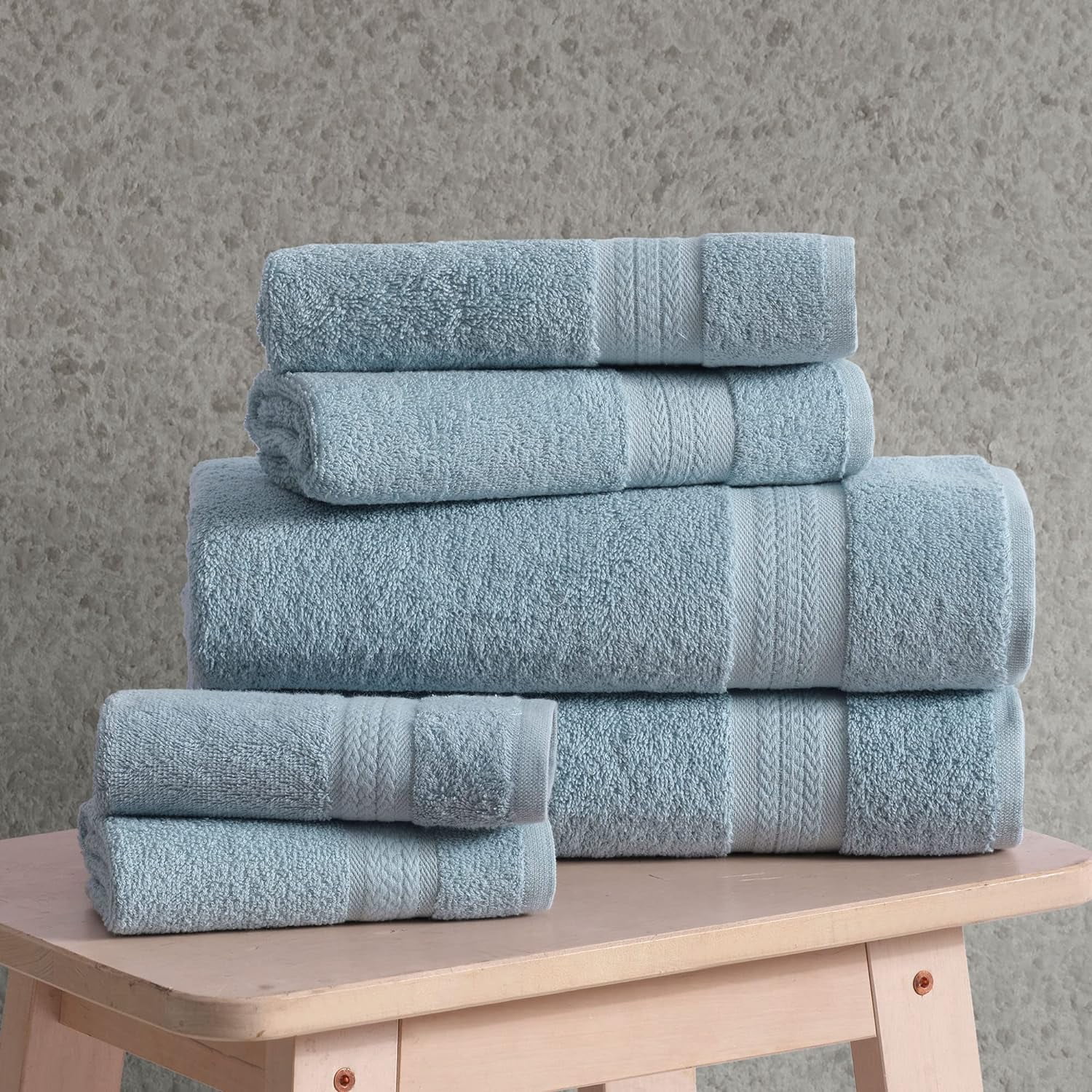 Regal Ruby, 6 Piece Towel Set, 2 Bath Towels 2 Hand Towels 2 Washcloths, Soft and Absorbent, 100% Turkish Cotton Towels for Bathroom and Kitchen Shower Towel, Blue