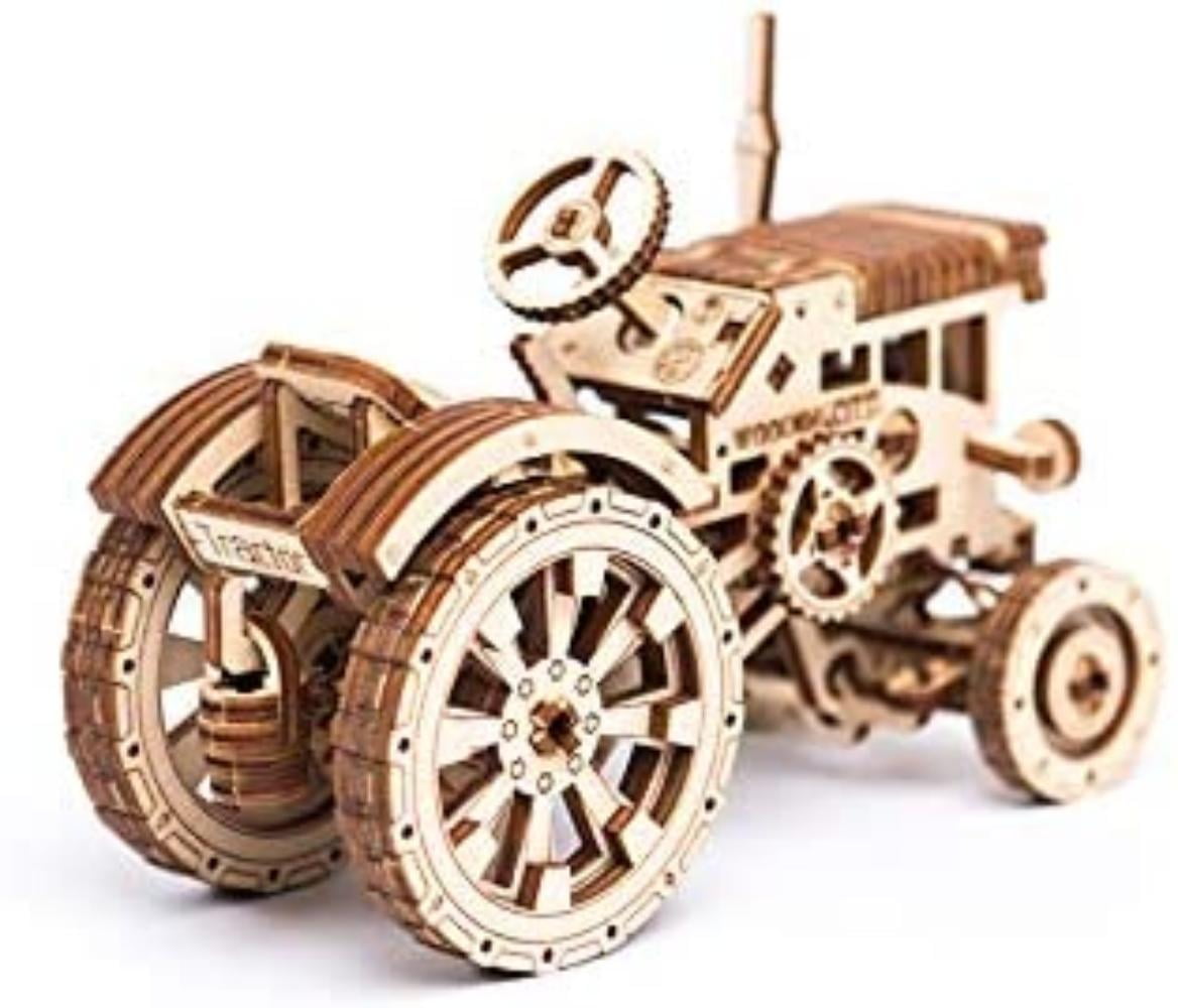 Vintage Tractor Wooden farm vehicle laser cut wood craft kit for self assembly 