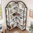 thumbnail image 4 of Memoryfield Industrial Corner Bookshelf, 5 Tier L Shaped Bookcase with Metal Frame, Large Shelf Display Rack for Living Room Bedroom, White, 4 of 6