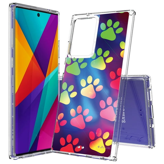 Beyond Cell compatible with Galaxy Note20 Ultra (2020)Case, Transparent Clear Shock Absorption Cushion Bumper Corner Soft TPU   PC Cover Paw Prints