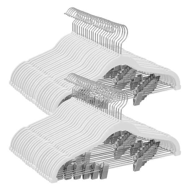 Perchas para pantalones SONGMICS de terciopelo con clips ajustables, paquete de 50 unidades