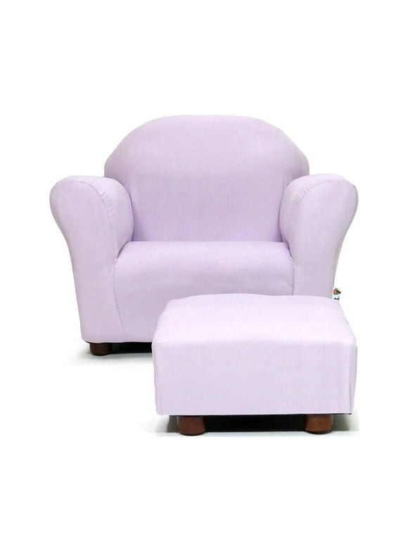 Keet Roundy Children's Chair Microsuede Lavender with ottoman