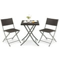 thumbnail image 3 of Costway 3PCS Patio Folding Rattan Bistro Set Chairs Backrest Table Garden Deck Brown, 3 of 10