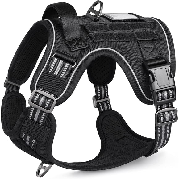 Tactical Dog Harness No Pull, Military Dog Vest Harness with Handle & Molle, Easy Control Service Dog Harness for Small Medium Large Dogs Training Walking, Adjustable Reflective Pet Harness