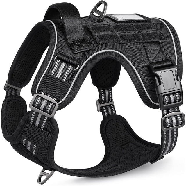 Tactical Dog Harness No Pull, Military Dog Vest Harness with Handle & Molle, Easy Control Service Dog Harness for Small Medium Large Dogs Training Walking, Adjustable Reflective Pet Harness
