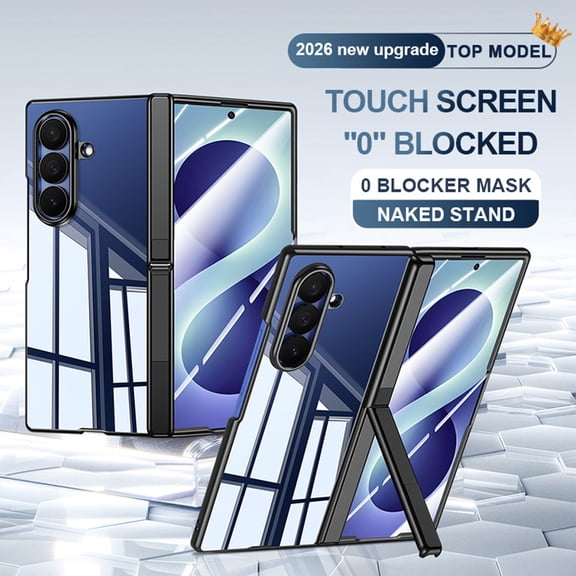 ELEHOLD Shockproof Full Body Case for Samsung Galaxy Z Fold8 Ultra, Clear Protective Cover with Screen Protector Hinge Protection Kickstand,Black(clear film)