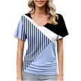 thumbnail image 2 of Lydiaunistar Women's Plus Size Casual Short Sleeve V-Neck Spring Tops Blouse, Soft Polyester Daily Work Party Vacation, Asian Fit Sizing Sky Blue, 2 of 6