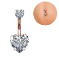 thumbnail image 1 of Anillo de ombligo en forma de corazón con circonita AB y corazón de melocotón, anillo umbilical invertido, piercing para el ombligo, hebilla umbilical, joyería corporal, 1 of 5