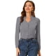 thumbnail image 1 of Elegante camisa abotonada cuello alto con escote en V recortado carrera primavera para mujer Gris XS, 1 of 5