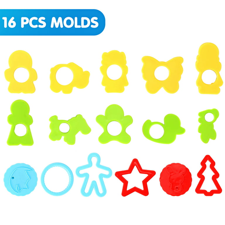 aovowog Playdough Tools,22Pcs Dough Tools and Cutters Smart Clay Modelling  Kits Plastic Colorful Play Dough Set Clay Dough Molds for Kids – TopToy
