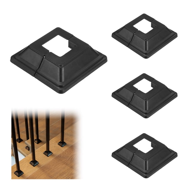 uxcell 4-Pack Cubierta de Base de Poste, Se Ajusta a Poste de 1"x 1" Tipo Dividido para Barandilla de Hierro/Madera