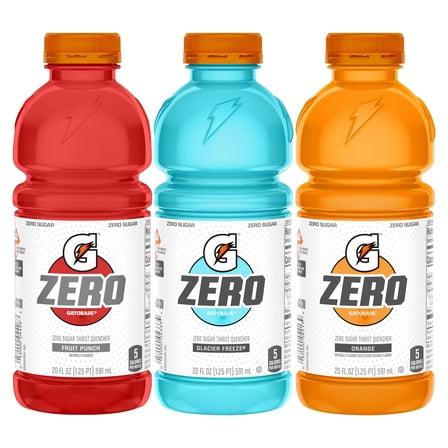 Gatorade G Zero Sugar Classic Variety Pack Thirst Quencher Sports Drink, 20 oz, 12 Pack Bottles