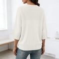 thumbnail image 4 of Women's Solid Knit Quarter Sleeve Round Neck Casual Sweater Top, 4 of 7