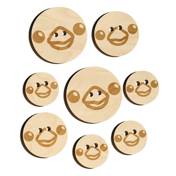 Cute Bird Face Wood Buttons for Crochet Knitting Sewing DIY Craft - 1.25 Inch Large (5pcs)