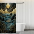 thumbnail image 6 of Mountain Shower Curtain Boho Mid Century Golden Moun Starry Moon River Plants Abstract Nature Landscape Bathroom Decor Set Waterproof Bathtub Curtain with 12 Hooks 72x72 inches, 6 of 6