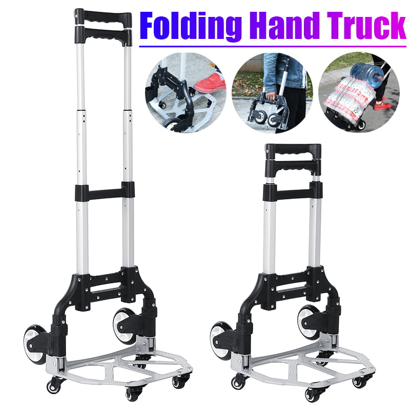 Cart Folding Hand Truck Dolly Push Collapsible Trolley Luggage Aluminium 330lb 