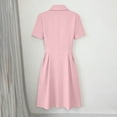 thumbnail image 6 of Dvprdro Womens Work Office Mini Dress Collared Short Sleeve Double Breasted Button Slim A Line Dress Solid, 6 of 8