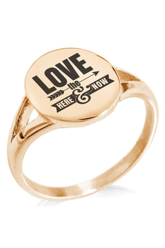 Stainless Steel Love the Here and Now Minimalist Oval Top Polished Statement Ring