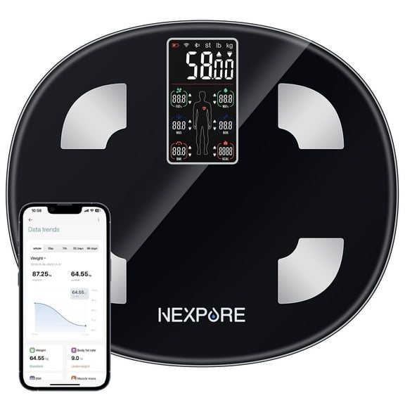 NEXPURE Smart Body Weight Scale, Digital Bluetooth BMI Scale with Body Fat & Muscle Mass, 400lb