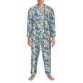 thumbnail image 3 of Naloa Flower and Sail Boat Men’s Pajamas Set - Long Sleeve Button Down Sleep Shirt and Pajama Bottoms Sleepwear Set-Medium, 3 of 7