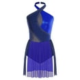 thumbnail image 6 of iiniim Women's Figure Ice Skating Dress Shiny Rhinestones Halter Lyrical Ballet Dancewear Navy Blue S, 6 of 7