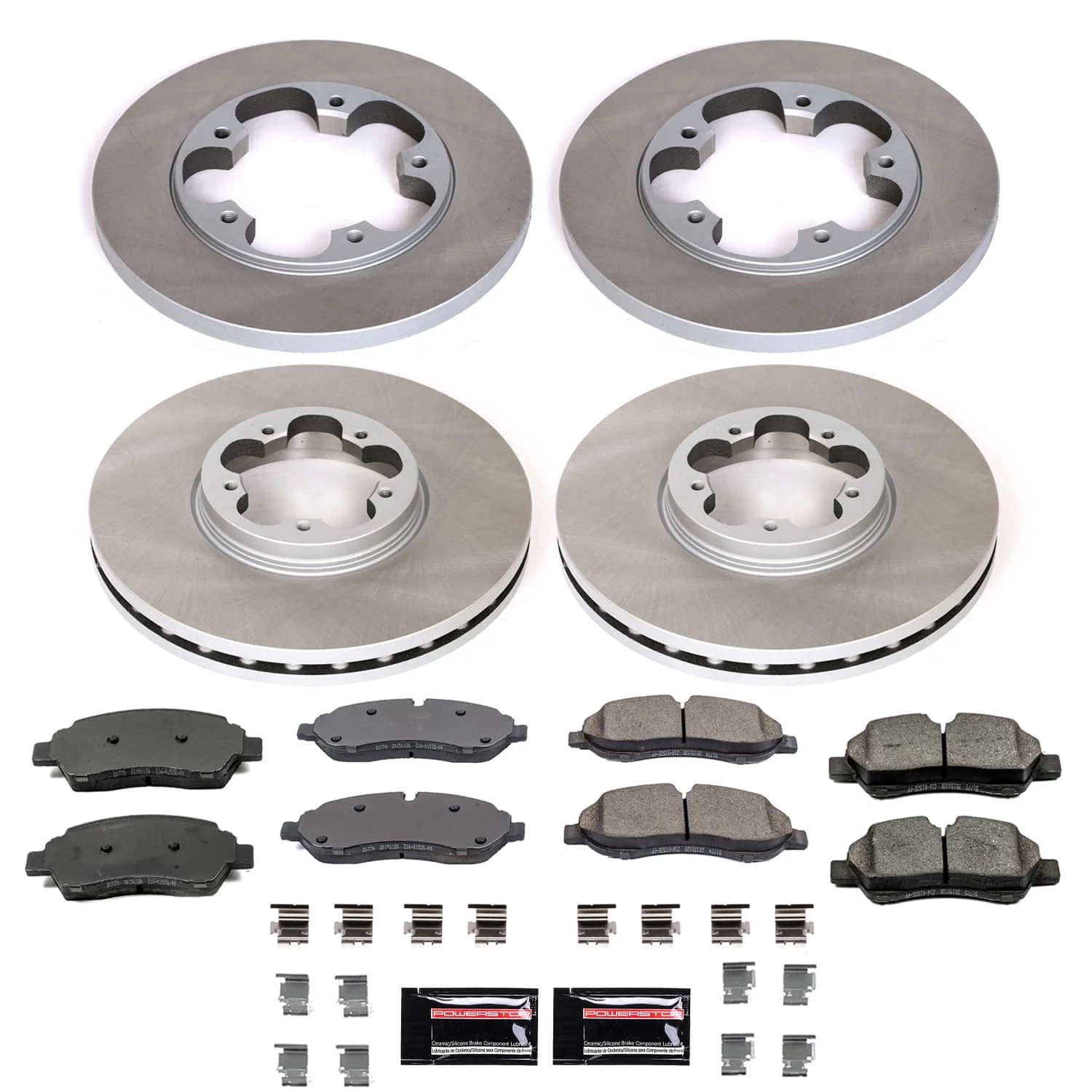 PowerStop Front and Rear Semi-Coated Rotor and Low-Dust Ceramic Brake Pad Kit SC7235