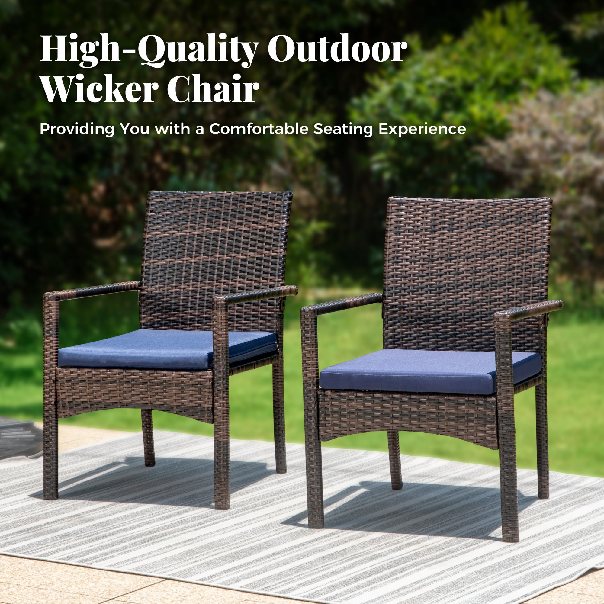 7-Piece Outdoor Patio Dining Set for 6, All-Weather Rattan Chairs and 64" Rectangular Wood-Like Table with Umbrella Hole