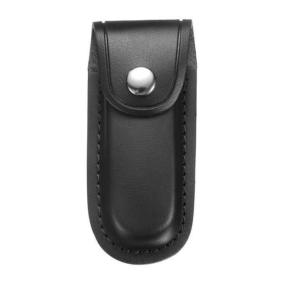 Uxcell Leather Knife Sheath 4.8" with Hole for Belt Folding Knife Camping Outdoors, Black