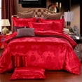 thumbnail image 7 of LYANAN Luxurious European Wedding High End Jacquard King Size Bedding Set  Royal American Satin Double Duvet Cover Set for Queen Bed  220x240 Dimensions, 7 of 7