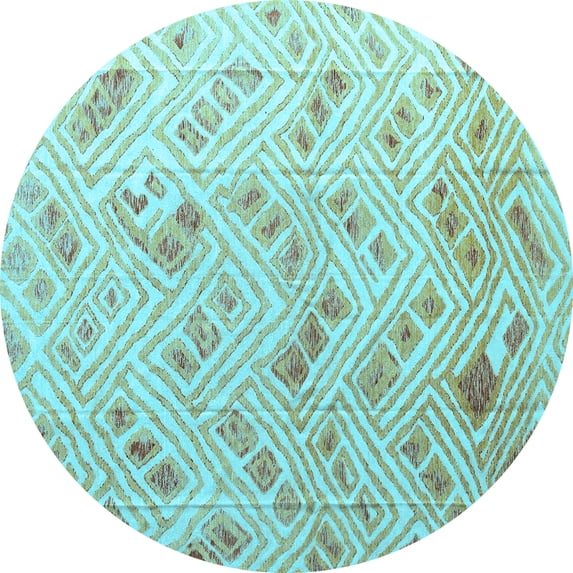 Ahgly Company Indoor Round Abstract Light Blue Modern Area Rugs, 4' Round