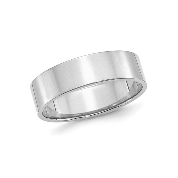 Gem & Harmony Mens Sterling Silver Flat Polished Wedding Band Ring (6mm) for Men