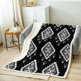 thumbnail image 2 of Western Aztec Throw Blanket for Bed Couch Exotic Tribal Mexican Bohemian Fleece Blanket Black White Boho Aztec Sherpa Blanket for Boys Men Geometric Ethnic Flannel Blanket 40"X50", 2 of 6