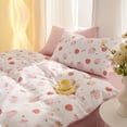thumbnail image 3 of 2 Pieces Strawberry Duvet Cover Set Twin Size Cute Pink Strawberry Hearts Bedding Set, Lightweight & Breathable Perfect for Girls, 3 of 10