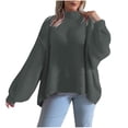 thumbnail image 2 of Hot6sl Womens Solid Color Casual Loose Sweater High Neck Sweater, 2 of 6