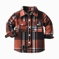 thumbnail image 3 of YIWULA Toddler Long Sleeve Plaid Jacket Baby Boys Girls Button Down Flannel Thick Shirt Fall Winter Coat for Kid(3-6 Months,Brick Red), 3 of 5
