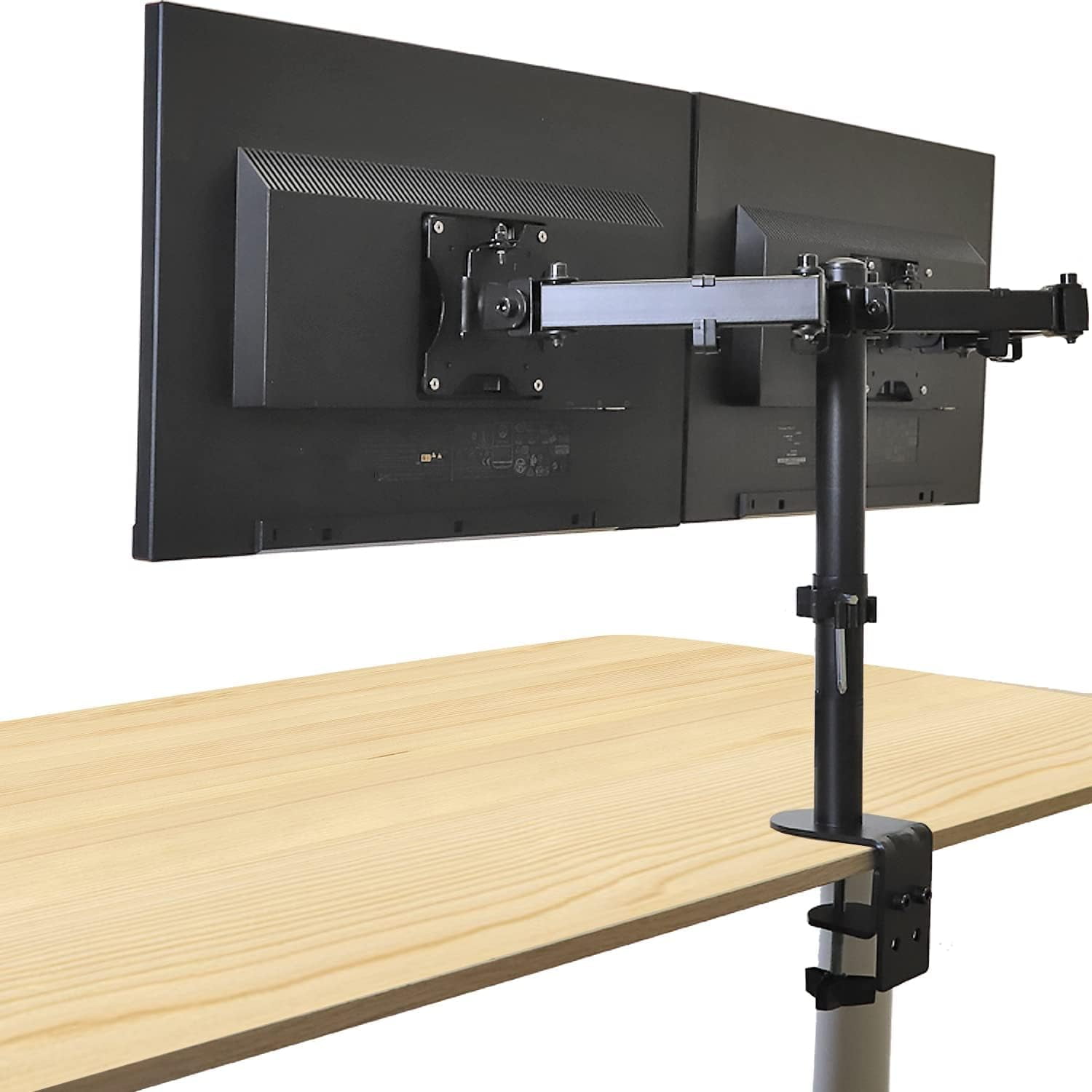 Dual Monitor Desk Mount Stand, Adjustable Dual Arm Mount fits up to 32 inch LCD Screen with , Clamp and Cable Management, Black