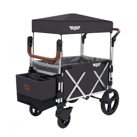 Keenz 7S Push Pull Baby Toddler Kid Wheeled Stroller Wagon w/ Canopy, Black