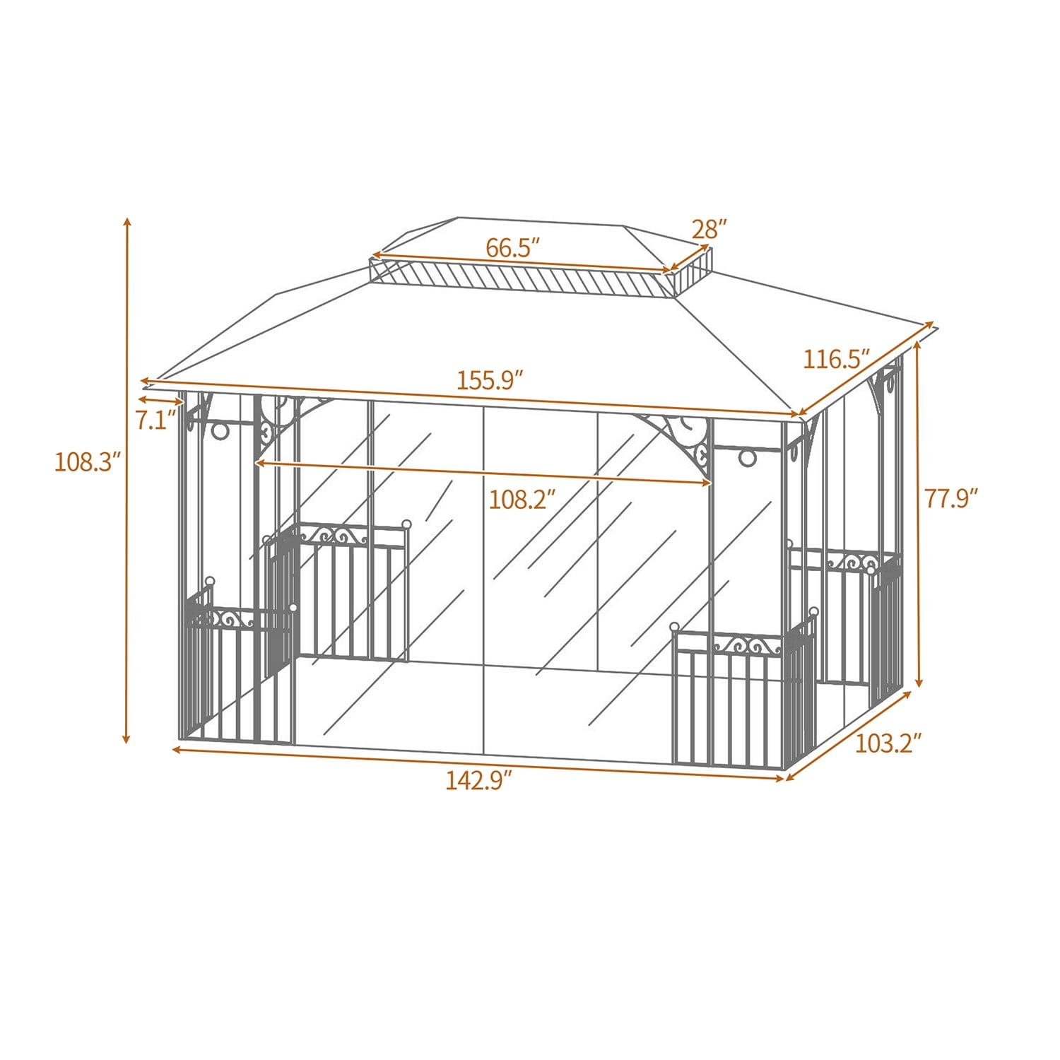 Kadyn 13 Ft Patio Outdoor Gazebo, Double Roof Soft Canopy Garden with Mosquito Netting Suitable for Backyard, khaki Kadyn 13 Ft Patio Outdoor Gazebo, Double Roof Soft Canopy Garden with Mosquito Netting Suitable for Backyard, khaki