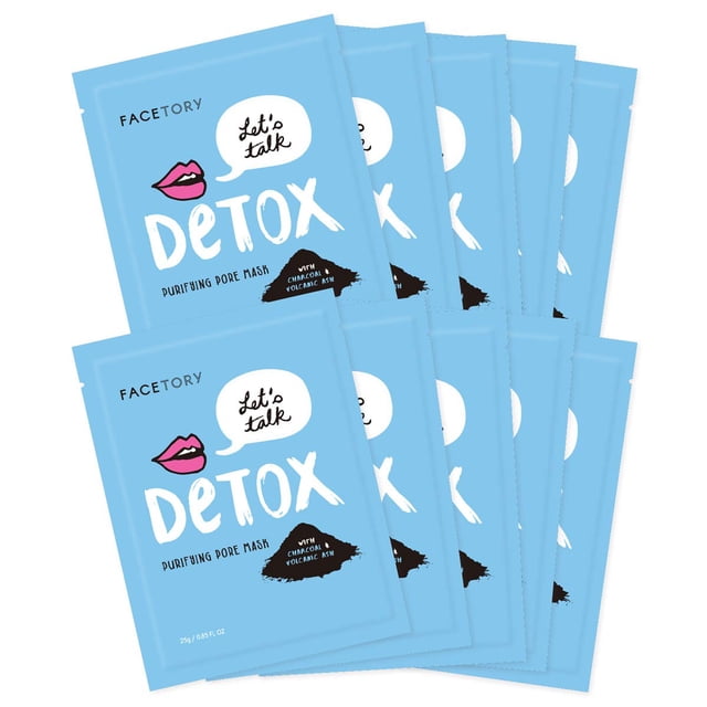 Mascarilla en láminas FACETORY LET'S TALK DETOX PURIFICANTE, paquete de 10
