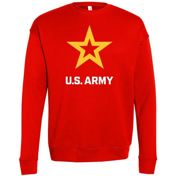 Mens US United States Army Logo Fleece Sweatshirt, Extra-Small Poppy Red