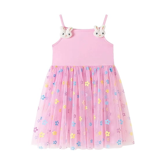 RMGVDSD Girls Spaghetti Strap Dress Toddler Summer Sleeveless Tulle Dresses Cute Birthday Party Sundress Kids Casual Princess Tutu Dress 4 Years