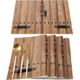 thumbnail image 3 of Rustic Brown Wooden Door Placemats Set of 6 - Washable Woven Burlap Cloth Fabric Placemat for Square/Rectangle/Round/Oval Dining Table, Retro Faem Barn Door Easy Clean Place Mats for Toddlers, Kids, 3 of 6