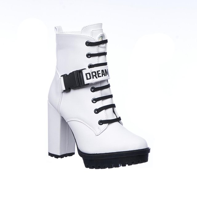 Botas Para Mujer Con Broche Casuales Modernas Tipo Piel Blanco 024D3U blanco 27 Love Clasben 024D3U