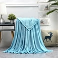 thumbnail image 2 of Btomtd 80"x90" Warm Fleece Throw Blanket for Sofa Soft Thick Bedding Cozy Bed Blanket Lightweight Blanket for Household All Seasons Use, Light Blue, 2 of 7