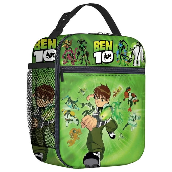 For Ben 10 Cartoon Theme Insulated Lunch Bag,Portable Reusable Lunch Tote Box,8.66x4.33x10.24 inch with Mesh Side Pocket for Unisex Picnic,Camping,Trips