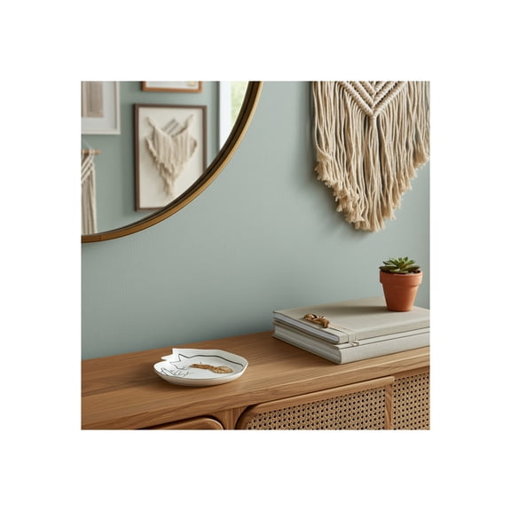 Decorative Ceramic Trinket Tray Dish for Home Decor - Jewelry Accent for Bedroom, Dorm, and Coffee Table - Cute Jewelry Dish for Bathroom and Small Office Accessories - 1", White & Black